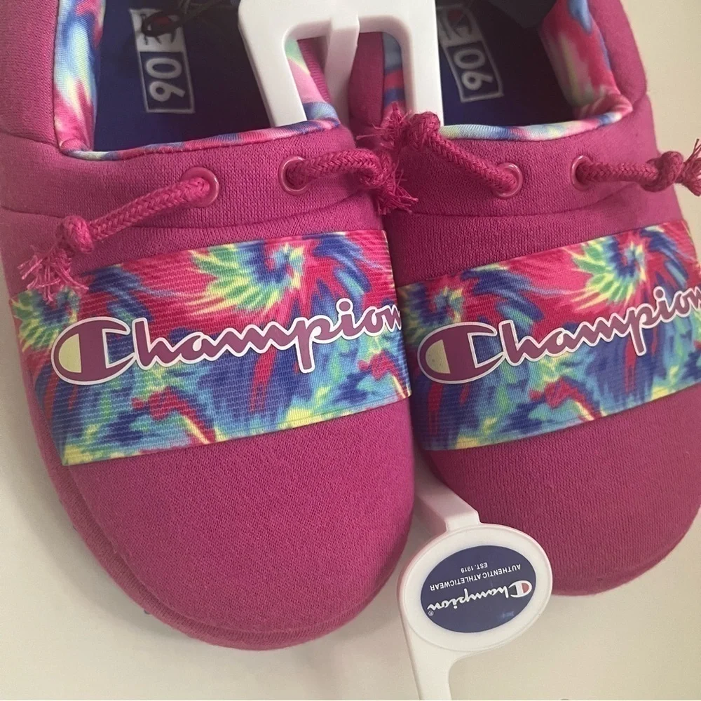 Champion Academy Youth Women’s Pink Tie Dye Slippers Slide On Shoes Sz 6 NWT